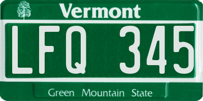VT license plate LFQ345