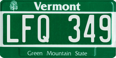 VT license plate LFQ349