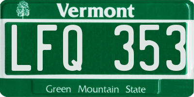VT license plate LFQ353