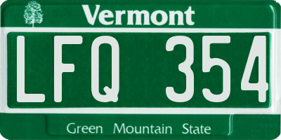 VT license plate LFQ354