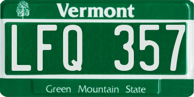 VT license plate LFQ357