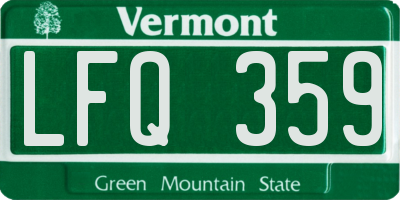 VT license plate LFQ359