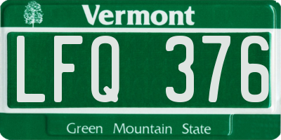 VT license plate LFQ376