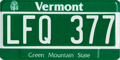 VT license plate LFQ377