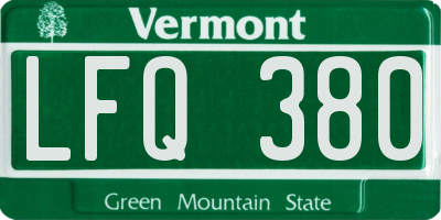 VT license plate LFQ380