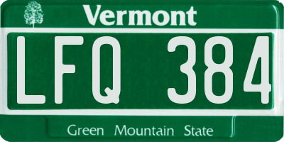 VT license plate LFQ384