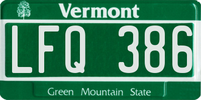 VT license plate LFQ386