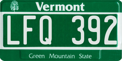 VT license plate LFQ392