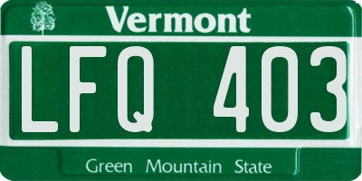 VT license plate LFQ403