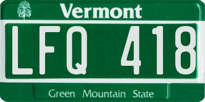 VT license plate LFQ418