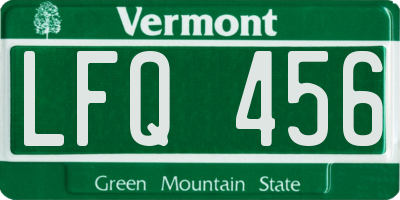VT license plate LFQ456
