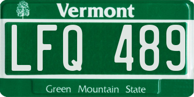 VT license plate LFQ489