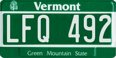 VT license plate LFQ492