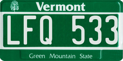 VT license plate LFQ533
