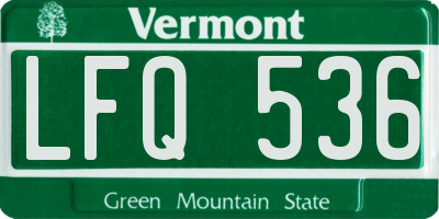 VT license plate LFQ536