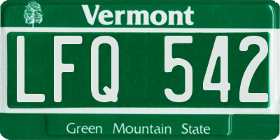 VT license plate LFQ542
