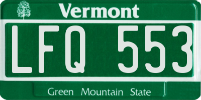 VT license plate LFQ553