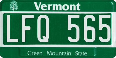 VT license plate LFQ565