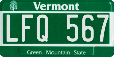 VT license plate LFQ567