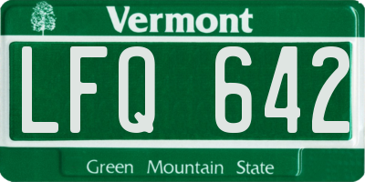 VT license plate LFQ642