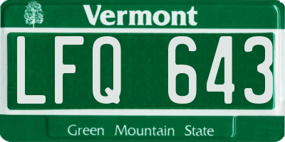 VT license plate LFQ643
