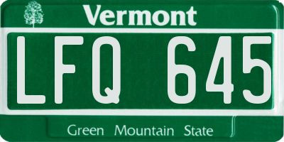 VT license plate LFQ645