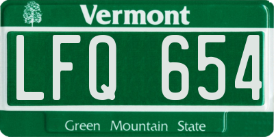 VT license plate LFQ654