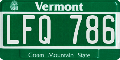 VT license plate LFQ786
