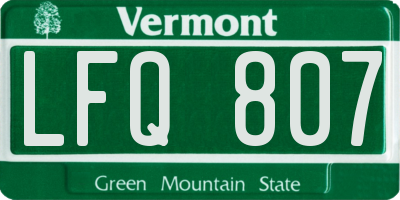 VT license plate LFQ807