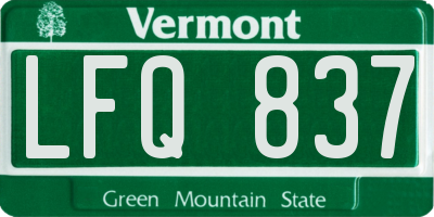 VT license plate LFQ837
