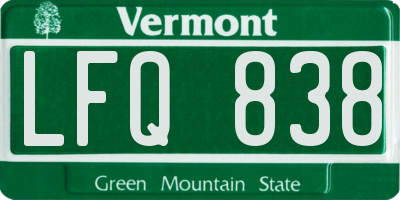 VT license plate LFQ838