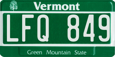 VT license plate LFQ849