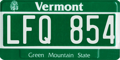 VT license plate LFQ854