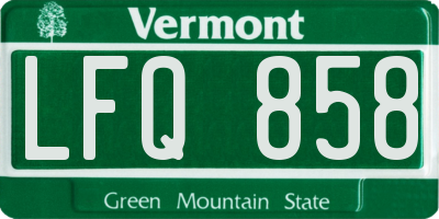VT license plate LFQ858