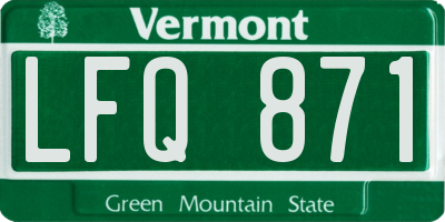 VT license plate LFQ871