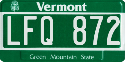 VT license plate LFQ872