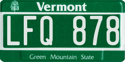 VT license plate LFQ878