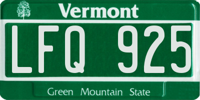 VT license plate LFQ925