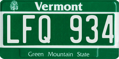 VT license plate LFQ934