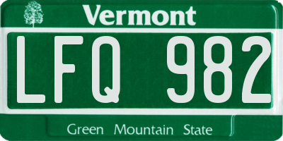 VT license plate LFQ982