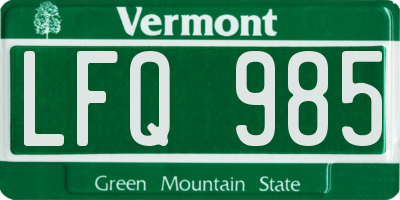 VT license plate LFQ985
