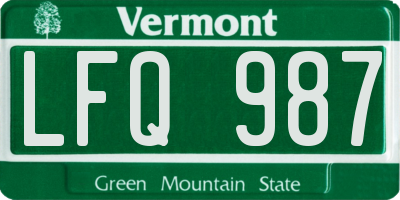 VT license plate LFQ987