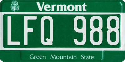 VT license plate LFQ988
