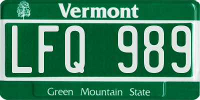 VT license plate LFQ989