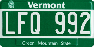 VT license plate LFQ992