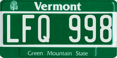 VT license plate LFQ998