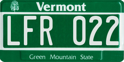 VT license plate LFR022