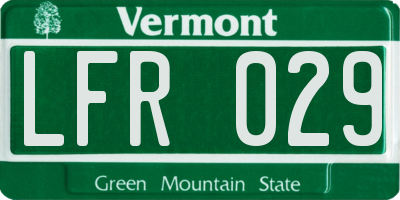 VT license plate LFR029