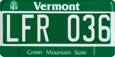 VT license plate LFR036