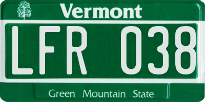 VT license plate LFR038
